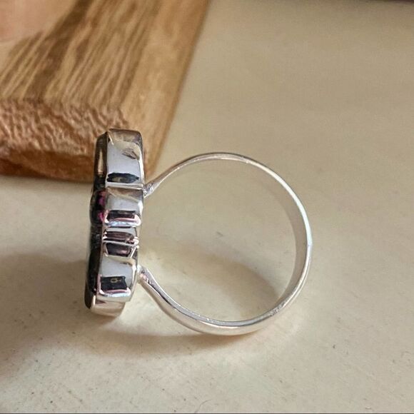 Turtle Dichroic Glass Sterling Silver Ring Size 8 - Picture 5 of 5